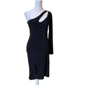 21 Saints Midi One-shoulder Cocktail Dress with Cutout on Left Shoulder size M